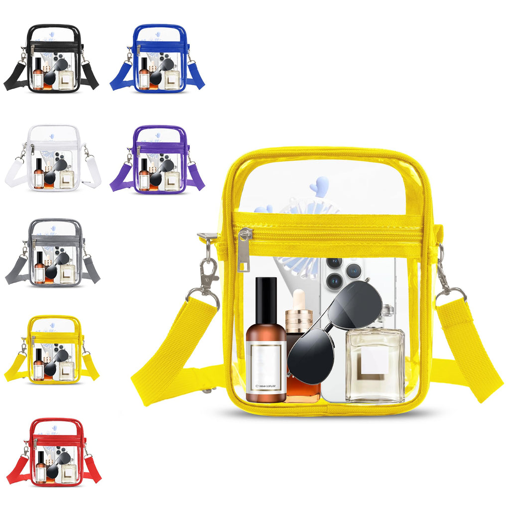 VOROLO Clear Crossbody Bag Stadium Approved See Through Purse HandbagSmall See Through Purse Handbag with Adjustable Shoulder Strap for Sports Yellow
