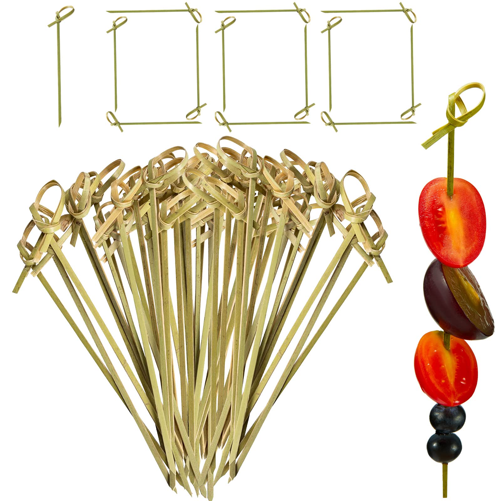 1000 Pcs Bamboo Cocktail Picks 4.7 Inch Bamboo Skewers Cocktail Toothpicks for Appetizers Food Picks Cocktail Sticks with Looped Knot for Barbecue Snacks Events Party