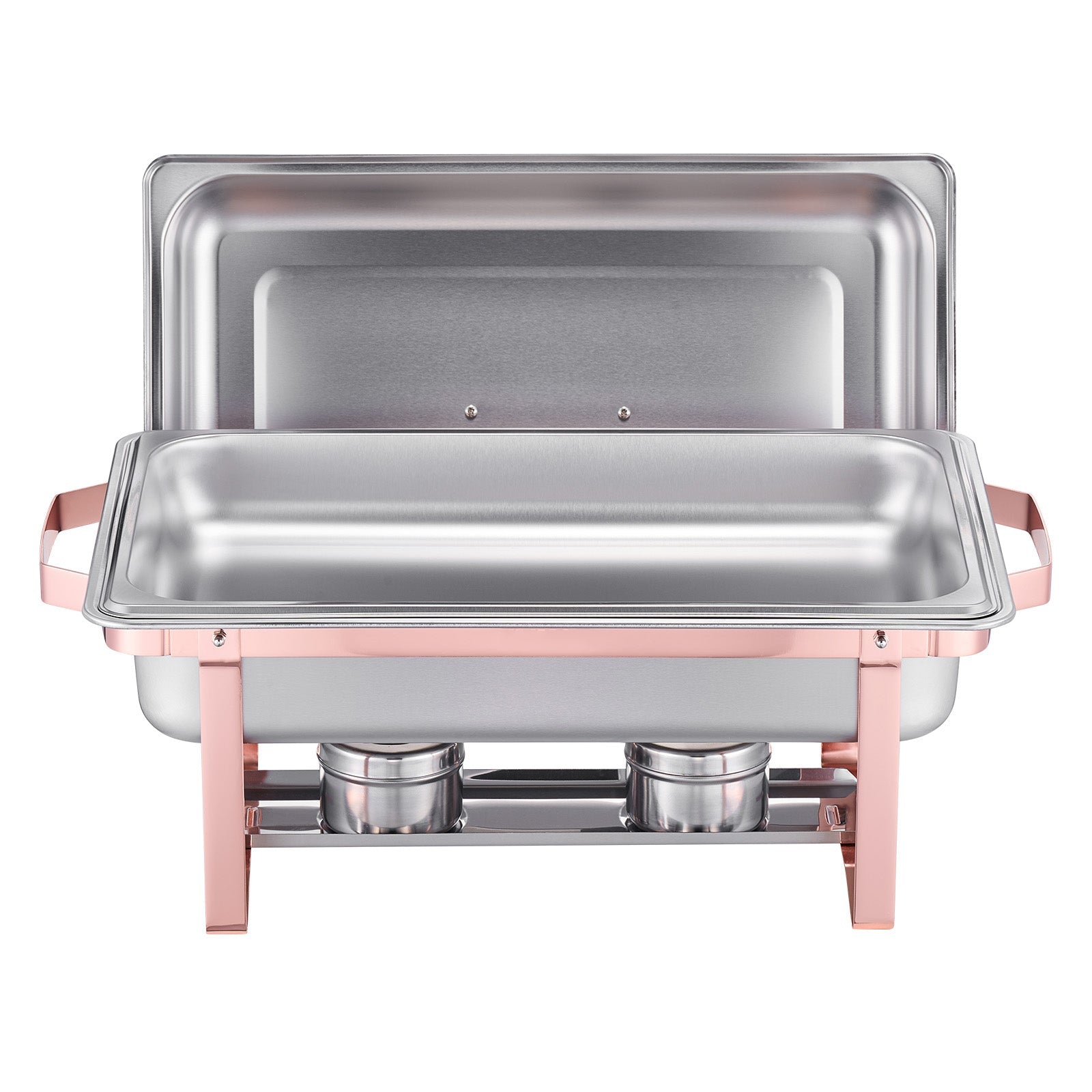 8 Qt 2 Pack Rectangle Chafing Dish Buffet Set Full Size Pan Stainless Steel