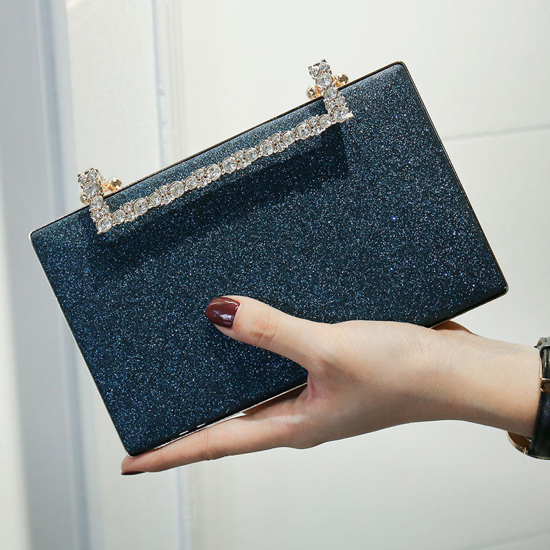 Women's Diamond Evening Clutch Bag with Chain Strap