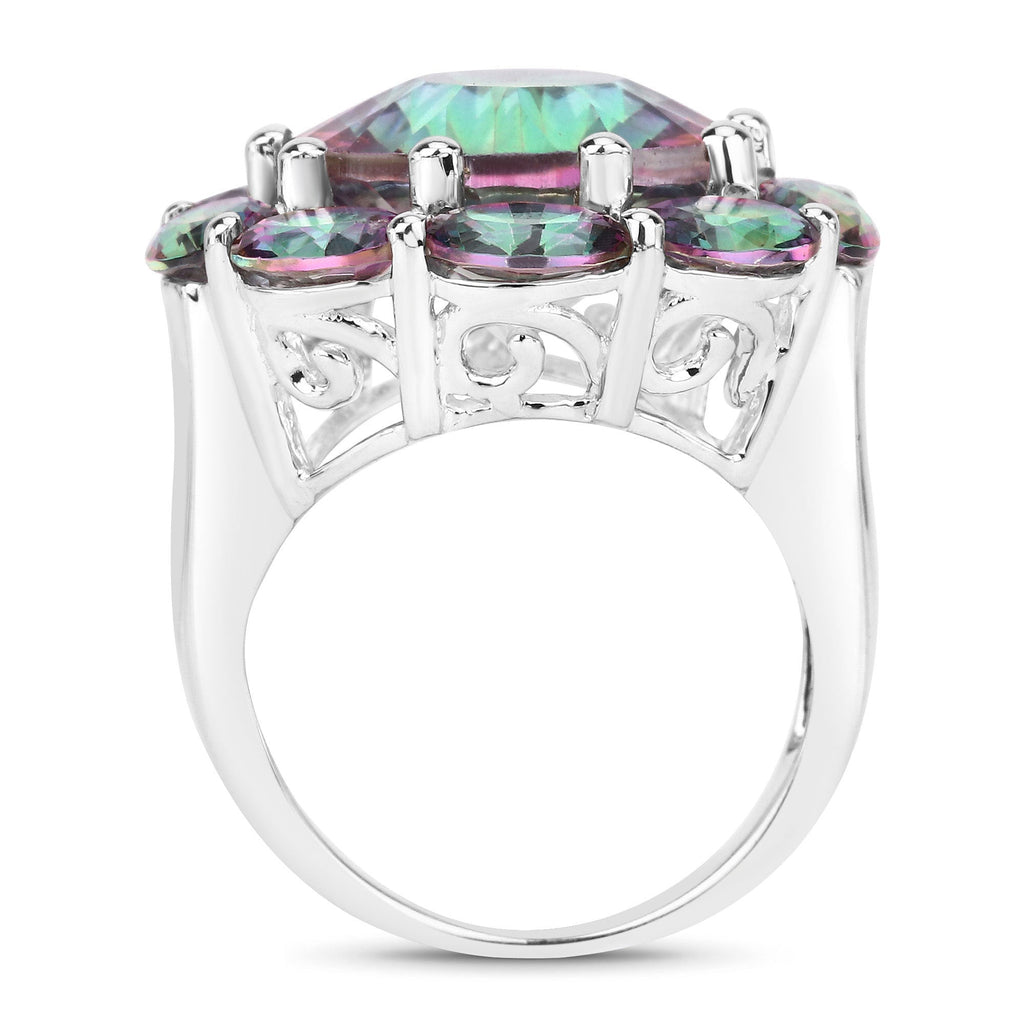11.45 Carat Genuine Rainbow Quartz .925 Sterling Silver Ring