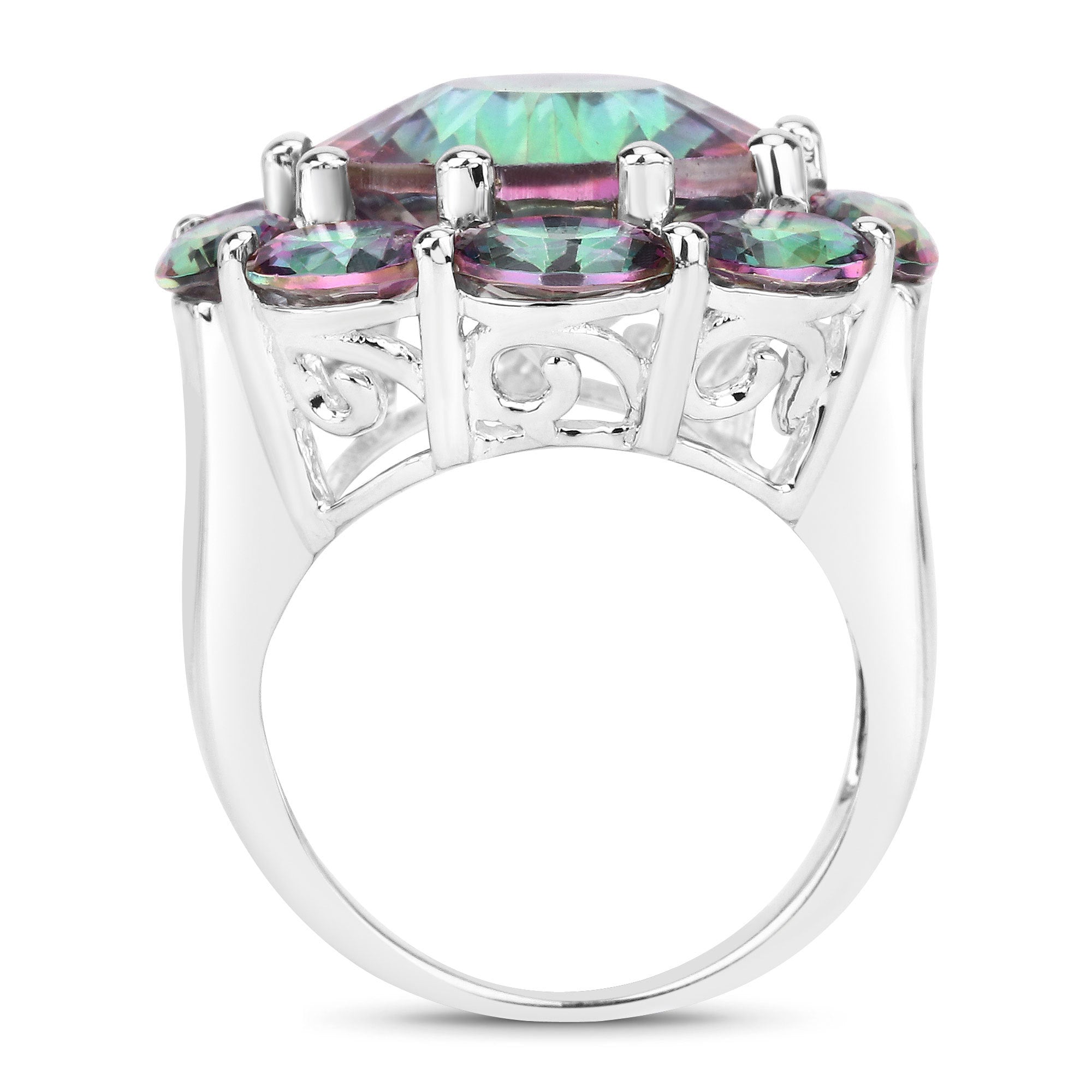 11.45 Carat Genuine Rainbow Quartz .925 Sterling Silver Ring