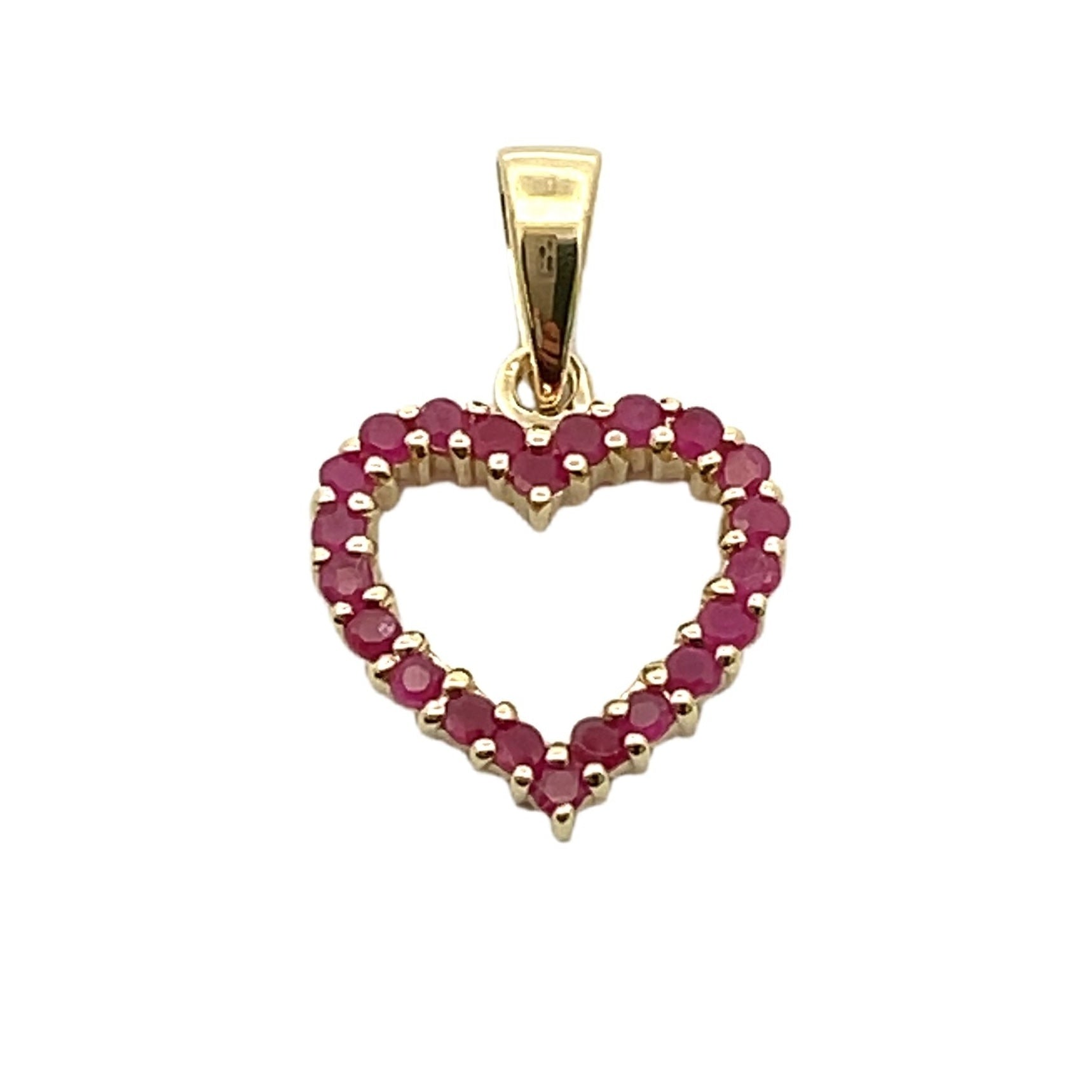 Genuine .37ct Ruby Heart Love Pendant 10KT Yellow Gold