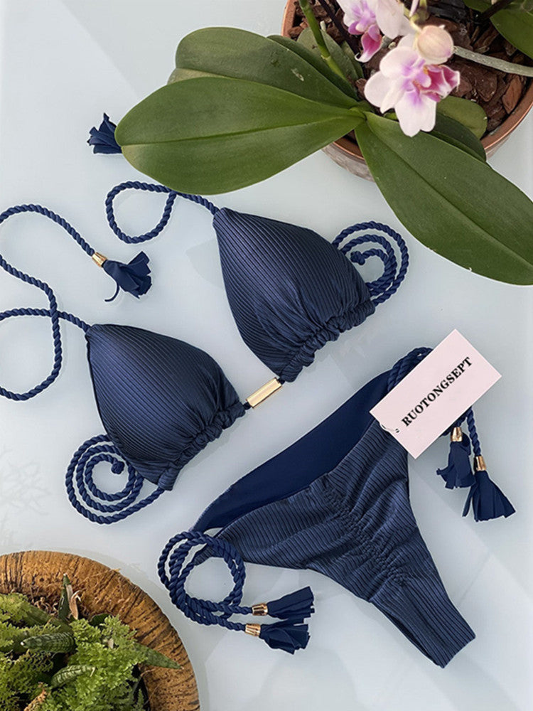 2022 New European Style Solid Color Bikini Wholesale