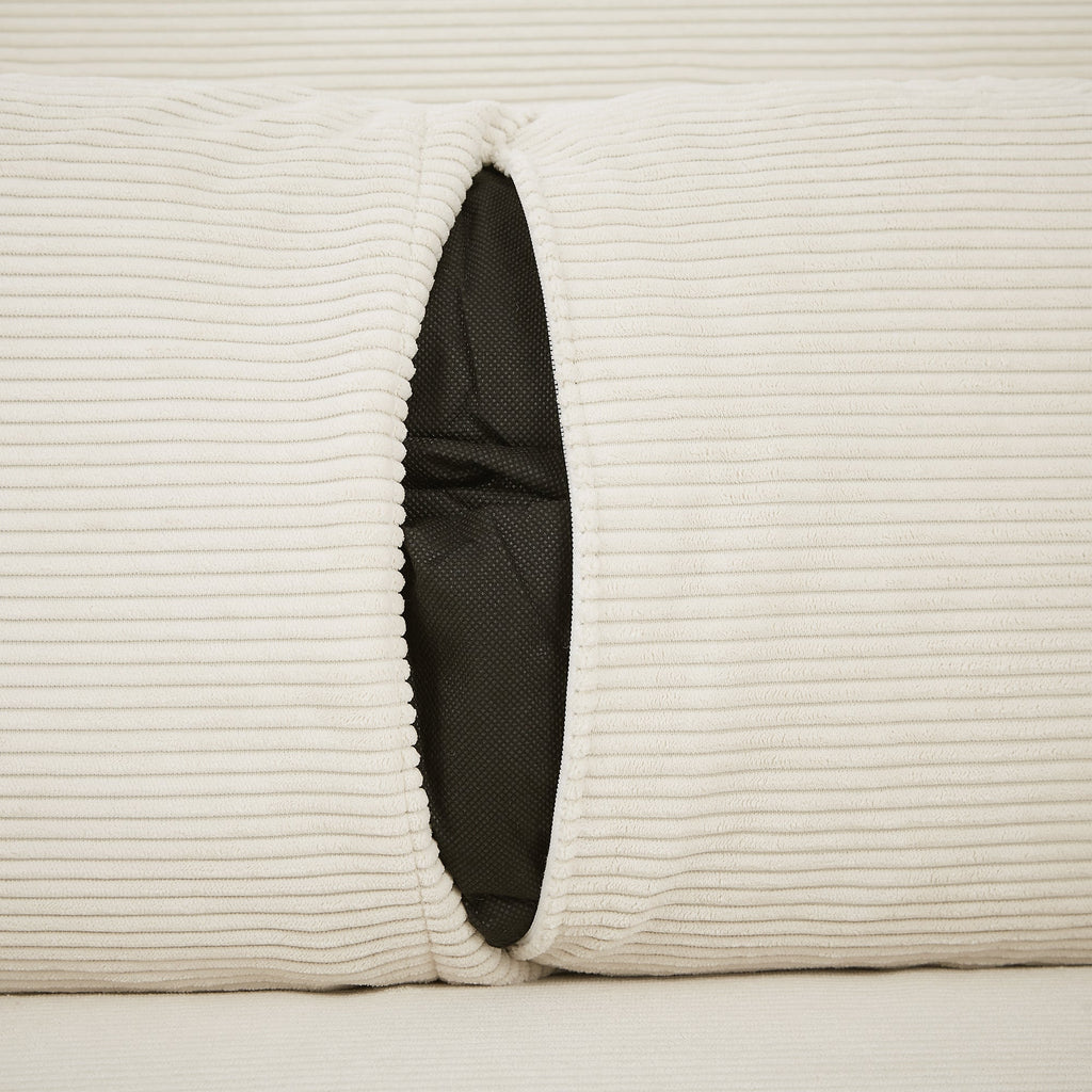 Modern Convertible Pull-out Sofa Bed with USB Ports and Pillows, Beige Corduroy, 57.48 inches