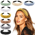 DRESHOW 8 Pack Boho Fashion Turban Headbands for Women Girls Knotted Headbands Ribbed Knitted Headbands Printed Vintage Plastic Hair Bands Hair Accessories