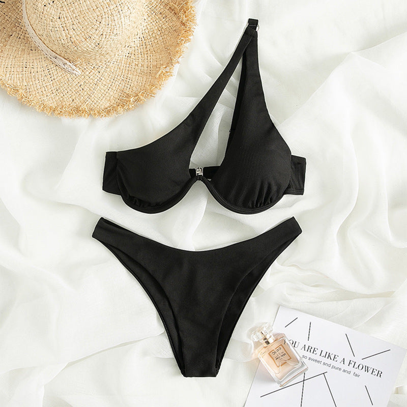 2024 New Women's Sexy One-Shoulder Bikini Swimsuit