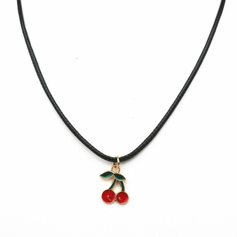 Cherry Pendant Choker Necklace, Short Clavicle Chain
