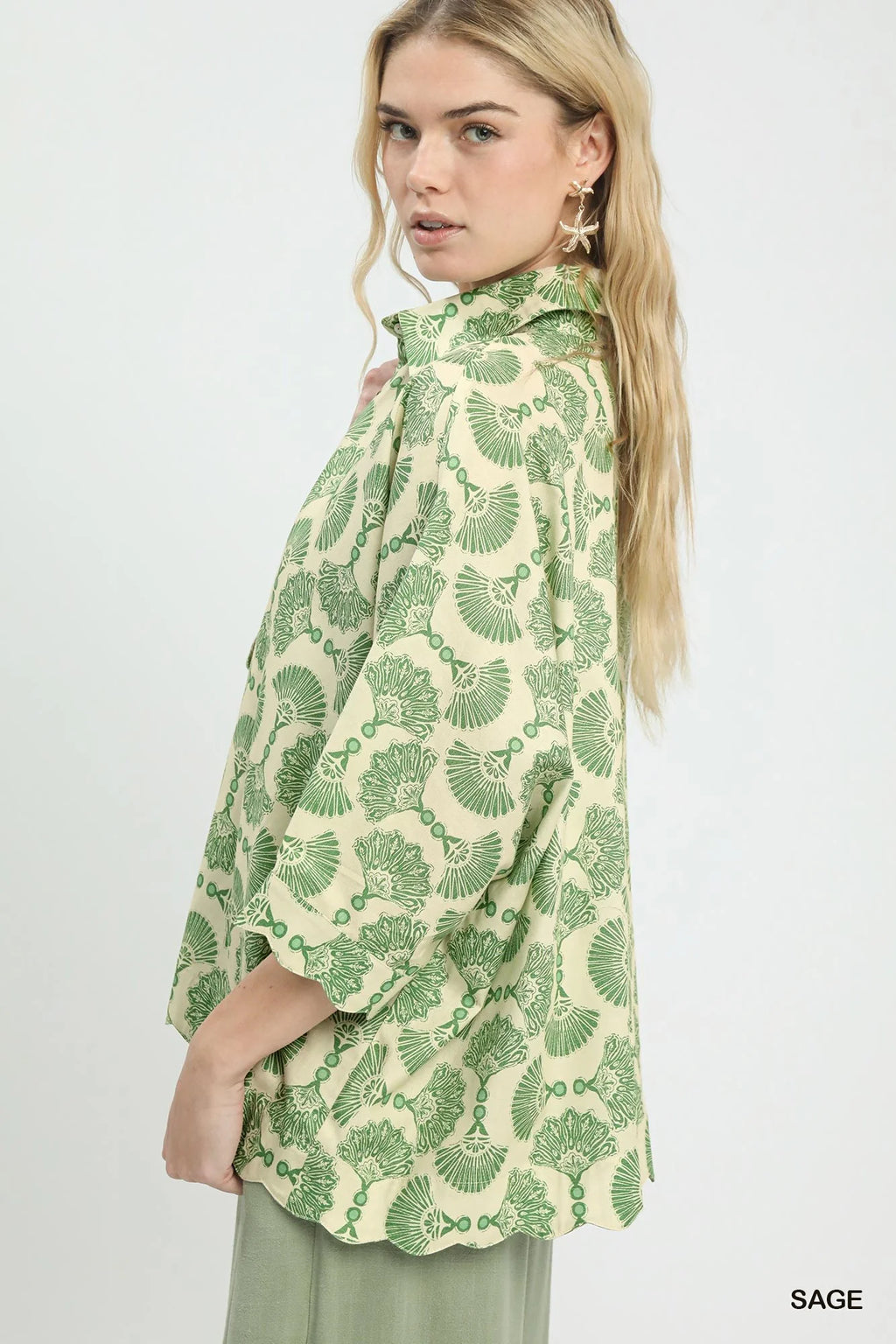 Umgee Printed Button Down Shirt