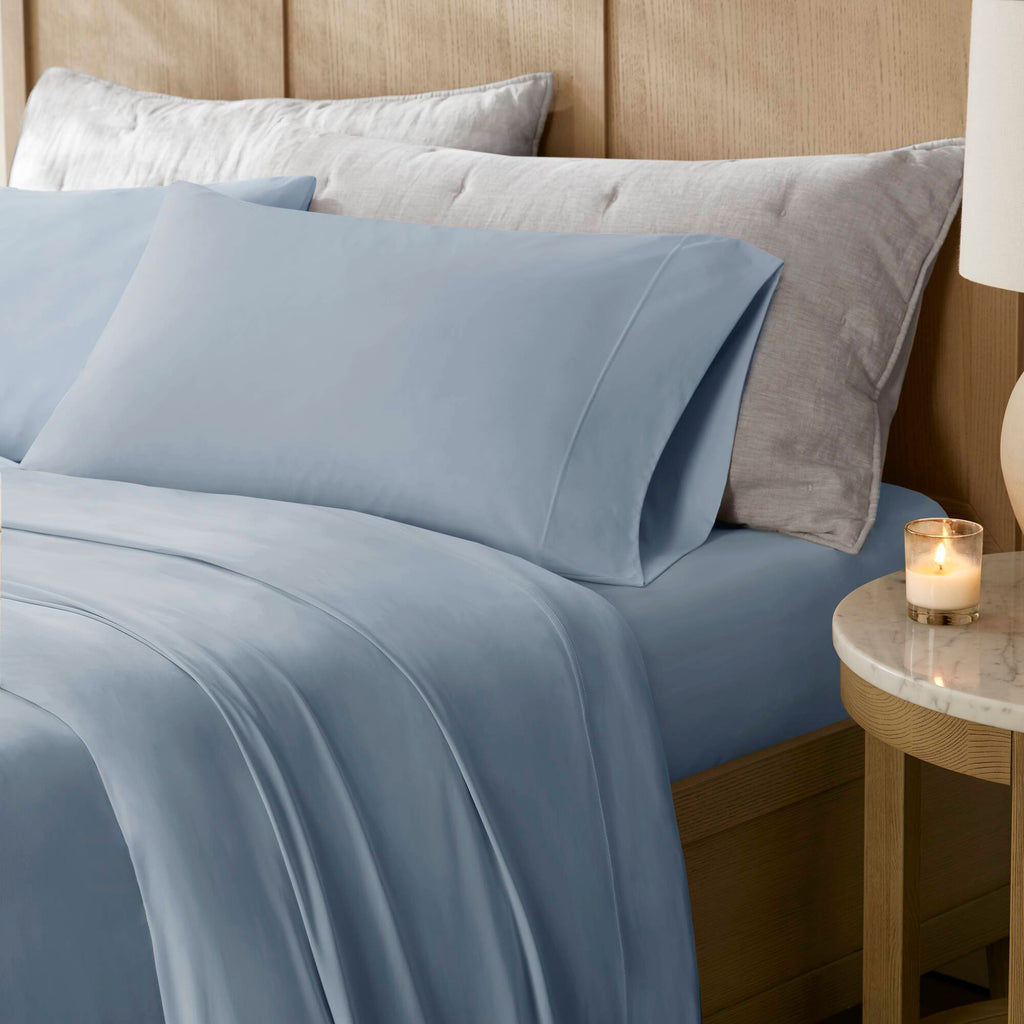 4-Piece Queen Stretch Jersey Sheet Set,Blue