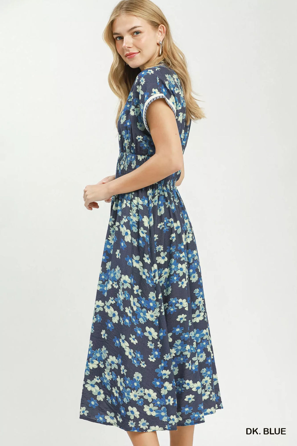 Umgee Ruffle Sleeve Henley Shift Dress