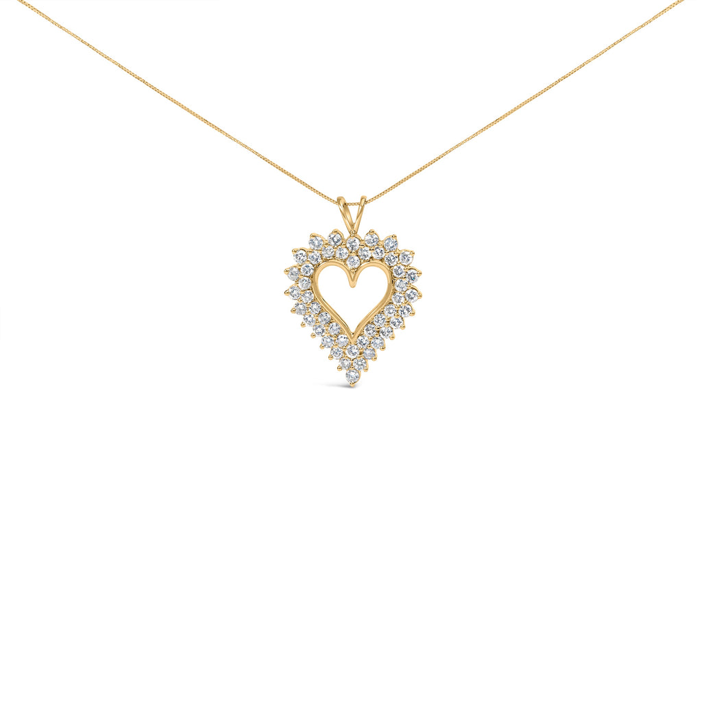 14K Yellow Gold Plated .925 Sterling Silver Brilliant-Cut Diamond Open Heart 18" Pendant Necklace (K-L Color, I1-I2 Clarity)