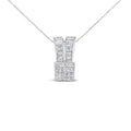 14K White Gold 1 5/8 cttw Princess and Baguette Cut Diamond Heart Ribbon Pendant Necklace (G-H, VS1-VS2)