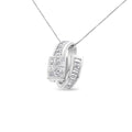 14K White Gold 2 cttw Princess and Baguette Cut Diamond Double Loop Pendant Necklace (G-H, VS1-VS2)