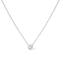 14K White Gold 1/2 Cttw Lab Grown Diamond Modern Bezel-Set Solitaire 16"-18" Pendant Necklace (F-G Color, VS2-SI1 Clarity)