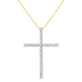 10K Yellow Gold Plated .925 Sterling Silver 4.0 Cttw Round Cut Diamond Cross Pendant Necklace (J-K Color, I1-I2 Clarity) - 18"
