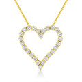 14K Yellow Gold Plated .925 Sterling Silver 2.00 Cttw Shared Prong-Set Round Brilliant-Cut Diamond Open Heart 18" Pendant Necklace (K-L Color, I2-I3 Clarity)