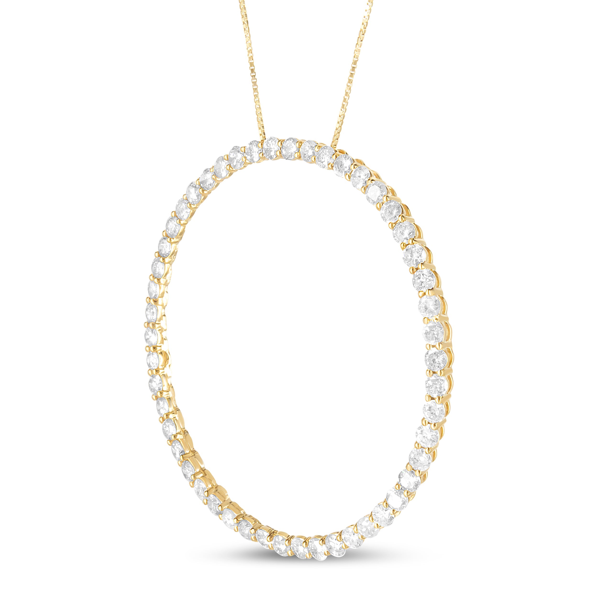10K Yellow Gold Plated .925 Sterling Silver 4 Cttw Diamond Circle Hoop 18" Pendant Necklace (J-K Color, I1-I2 Clarity)