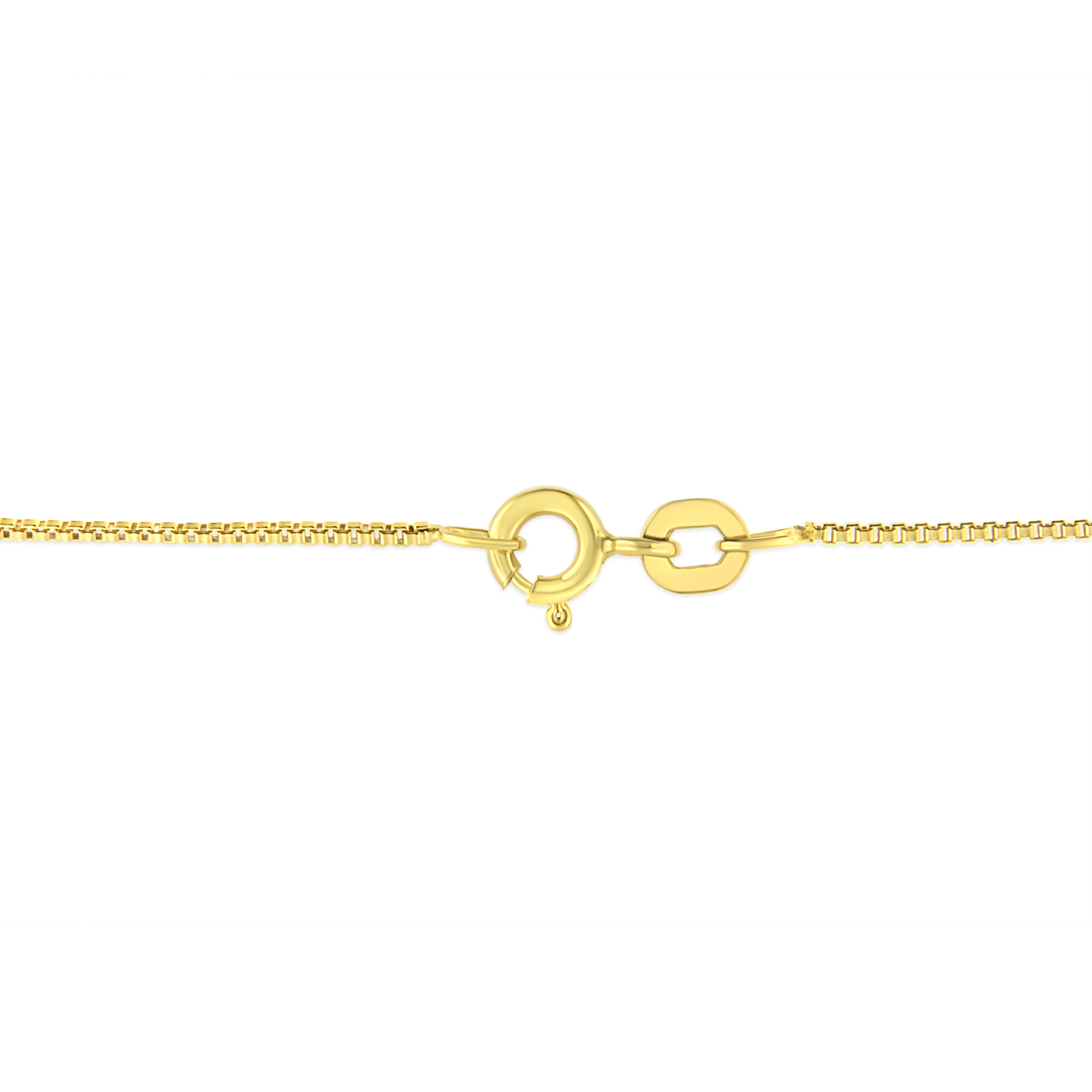 14K Yellow Gold Plated .925 Sterling Silver 1/2 Cttw Brilliant Round Cut Diamond Solitaire Milgrain 18" Pendant Necklace (K-L Color, I2-I3 Clarity)