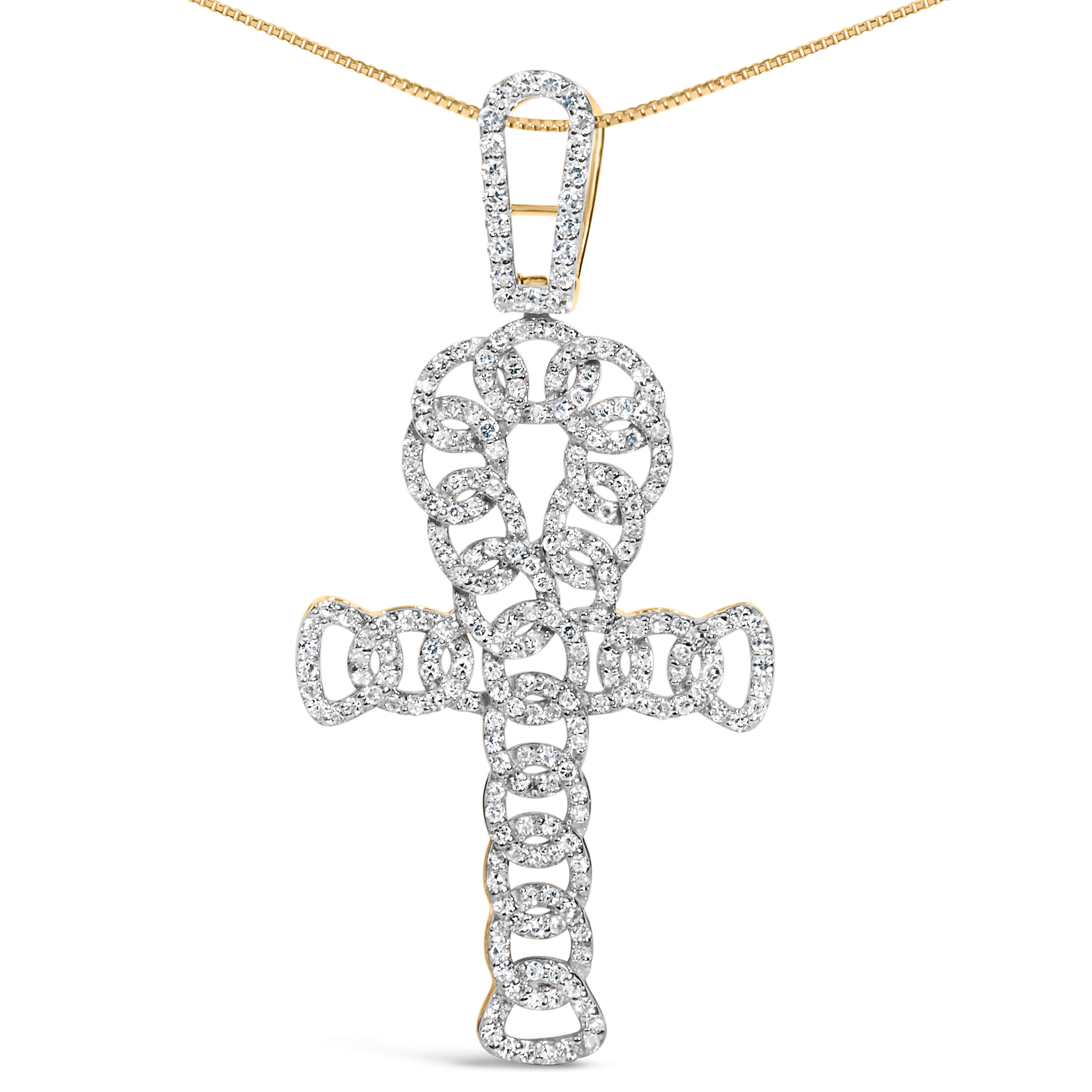 Men's 10K Yellow Gold 1.00 Cttw Ankh Cross Pendant