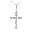 10K Yellow Gold 5/8 Cttw Miracle Set Round Diamond Circle Link Cross Men's Pendant Necklace