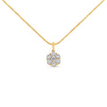 14K Yellow Gold 2.00 Cttw Brilliant Round-Cut Diamond 7 Stone Flower Cluster 18" Pendant Necklace (H-I Color, SI2-I1 Clarity)