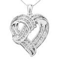 .925 Sterling Silver 1 1/4 Cttw Round Diamond Openwork Ribbon Weave Heart Pendant 18" Necklace (I-J Color, I3 Clarity)