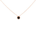 14K Rose Gold 3 1/2 Cttw Bezel-Set Black Round Diamond Solitaire Pendant Necklace (Black Color, I2-I3 Clarity) - 18"