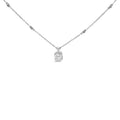 Sterling Silver 1.00 Cttw Lab Grown Diamond Oval Halo Pendant Bezel Station Necklace
