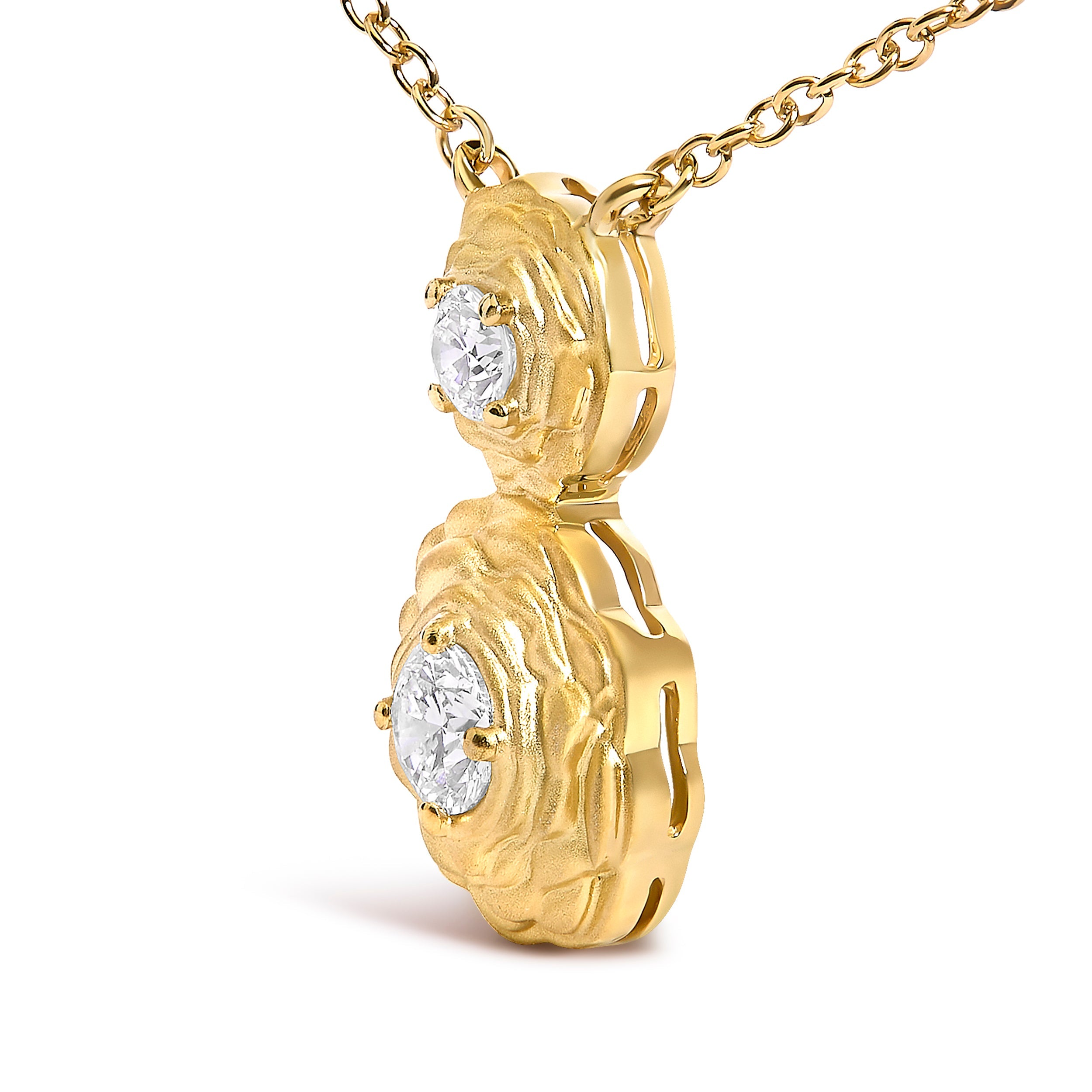 14K Yellow Gold Plated Sterling Silver 1/2 Cttw Lab Grown Diamond Rose Pendant Necklace