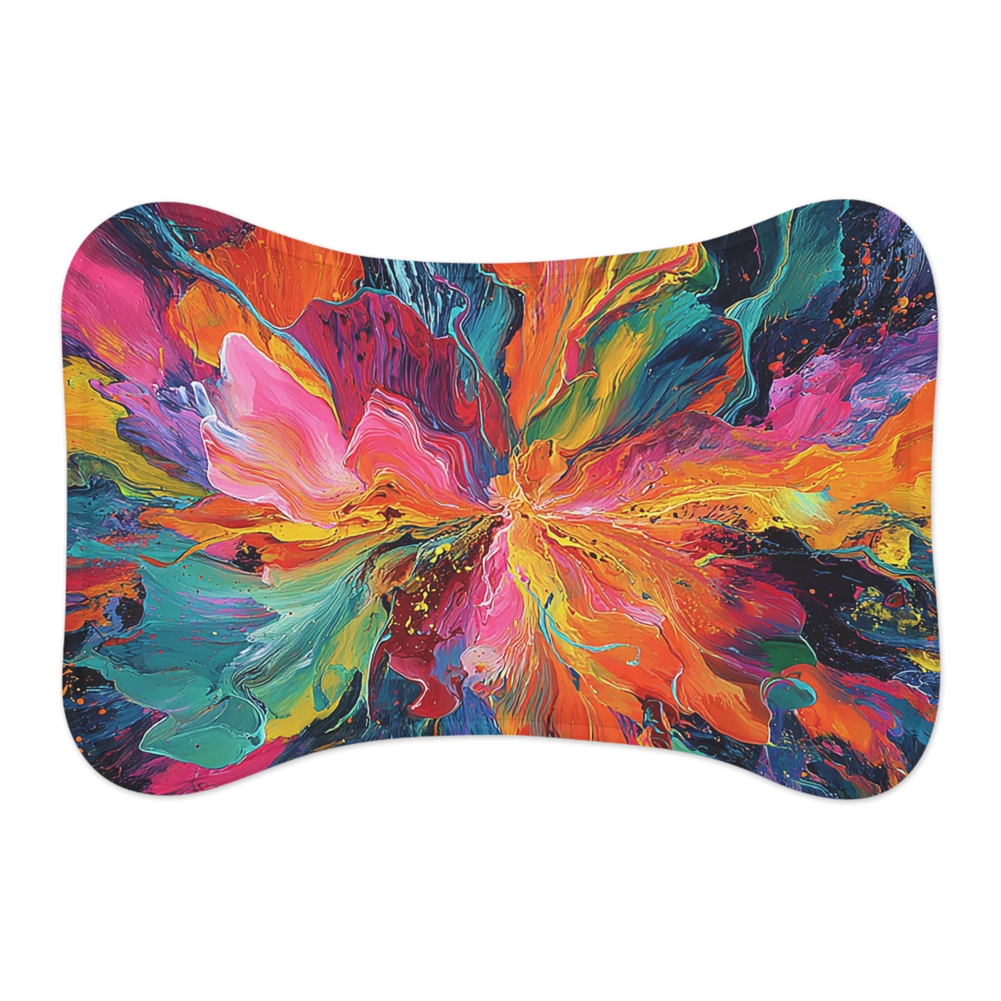 Bespattered Facade Colorful Paint Bloom Pet Feeding Mats (3 Shapes)