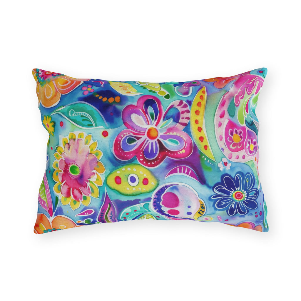 Bespattered Facade Colorful Flowers UV-Resistant Outdoor Pillows | 4 Sizes