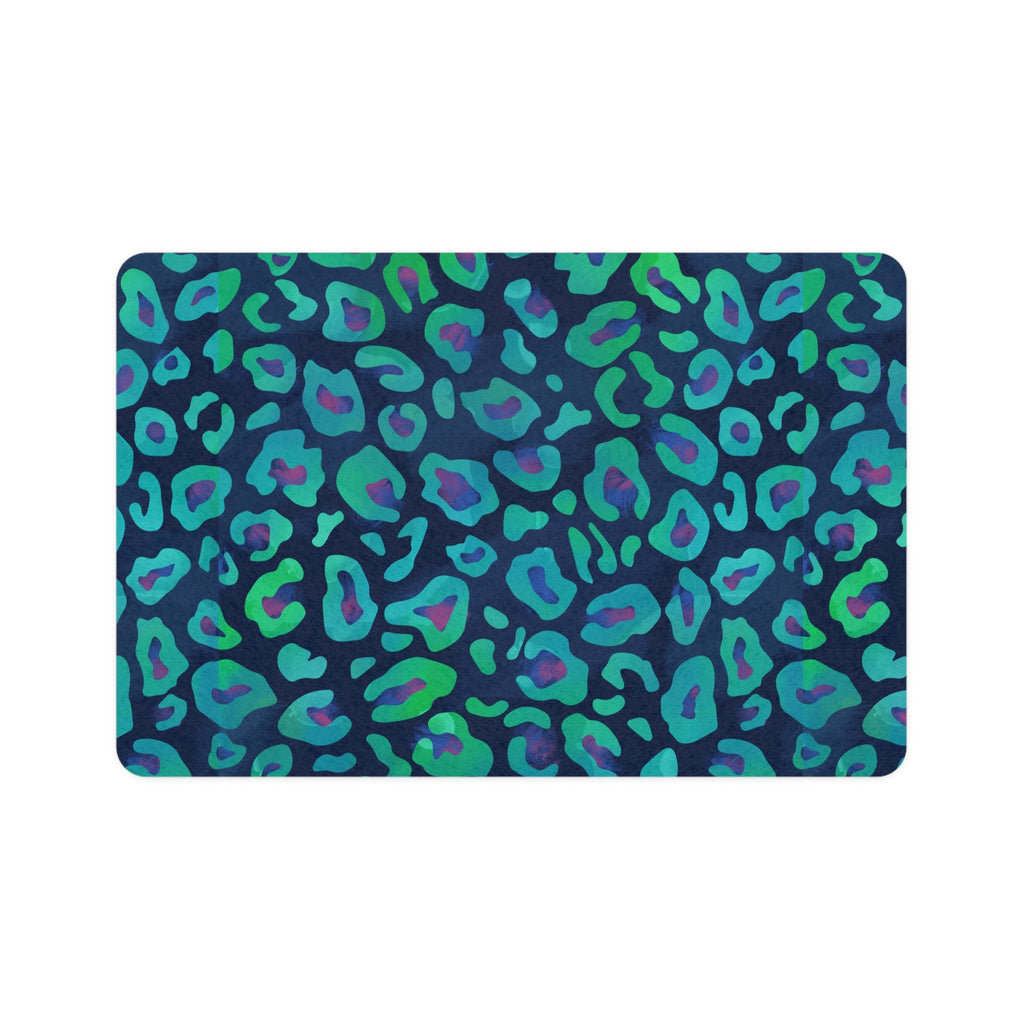 Bespattered Facade Emerald Leopard Pet Food Mat