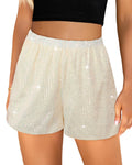 luvamia Sequin Shorts Glitter Shorts Champagne Sequin Shorts Wide Leg Shorts for Women Womens Clothes Sparkly Pants for Women Size Medium Size 8 10