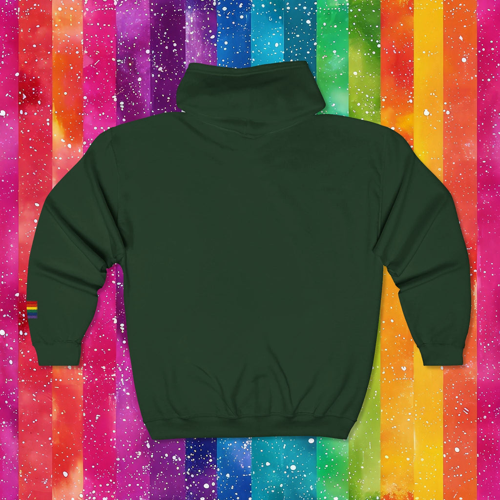 Bespattered Facade Rainbow LGBTQ+ Pride Embroidered Full-Zip Hoodie
