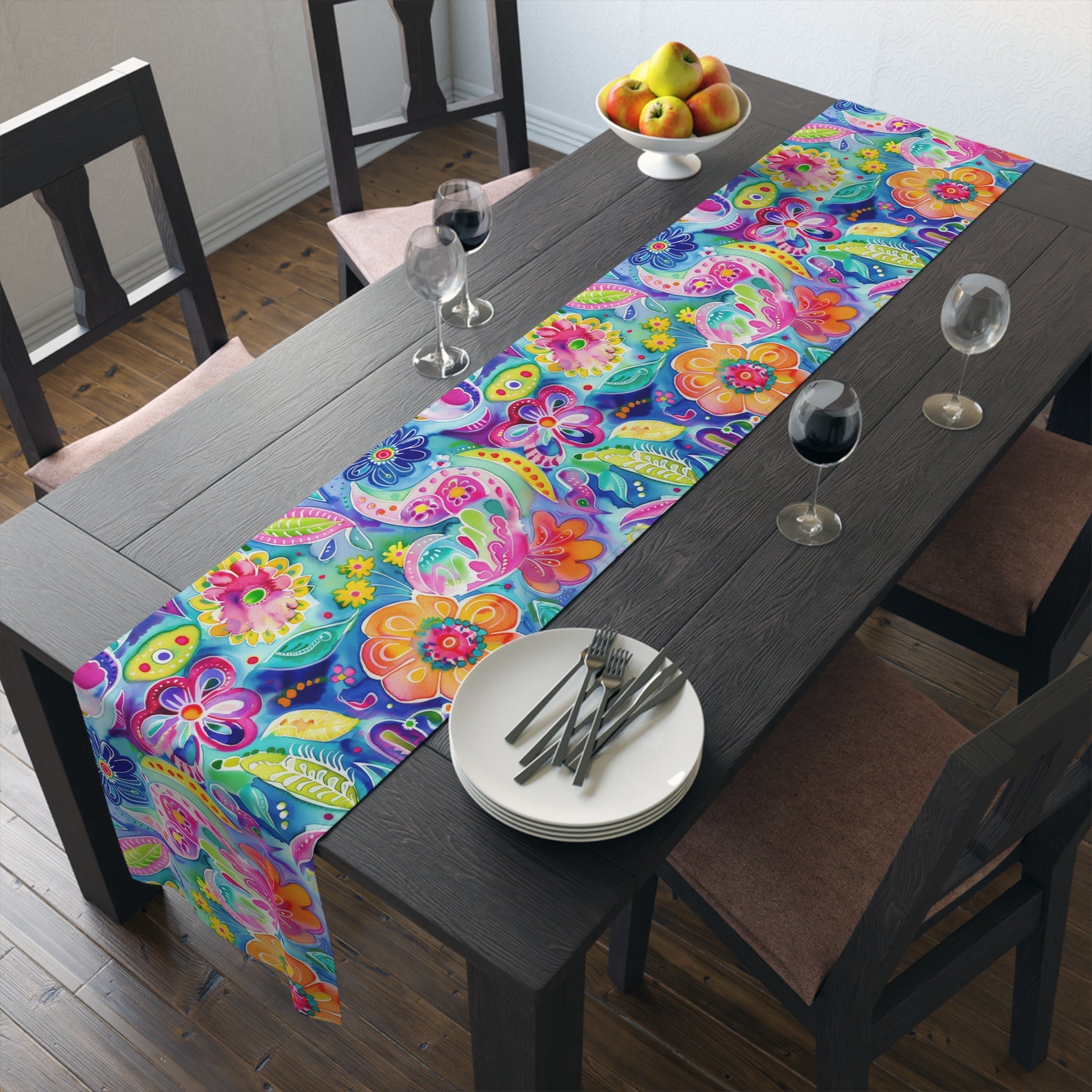 Bespattered Facade Colorful Flowers Table Runner (2 sizes)