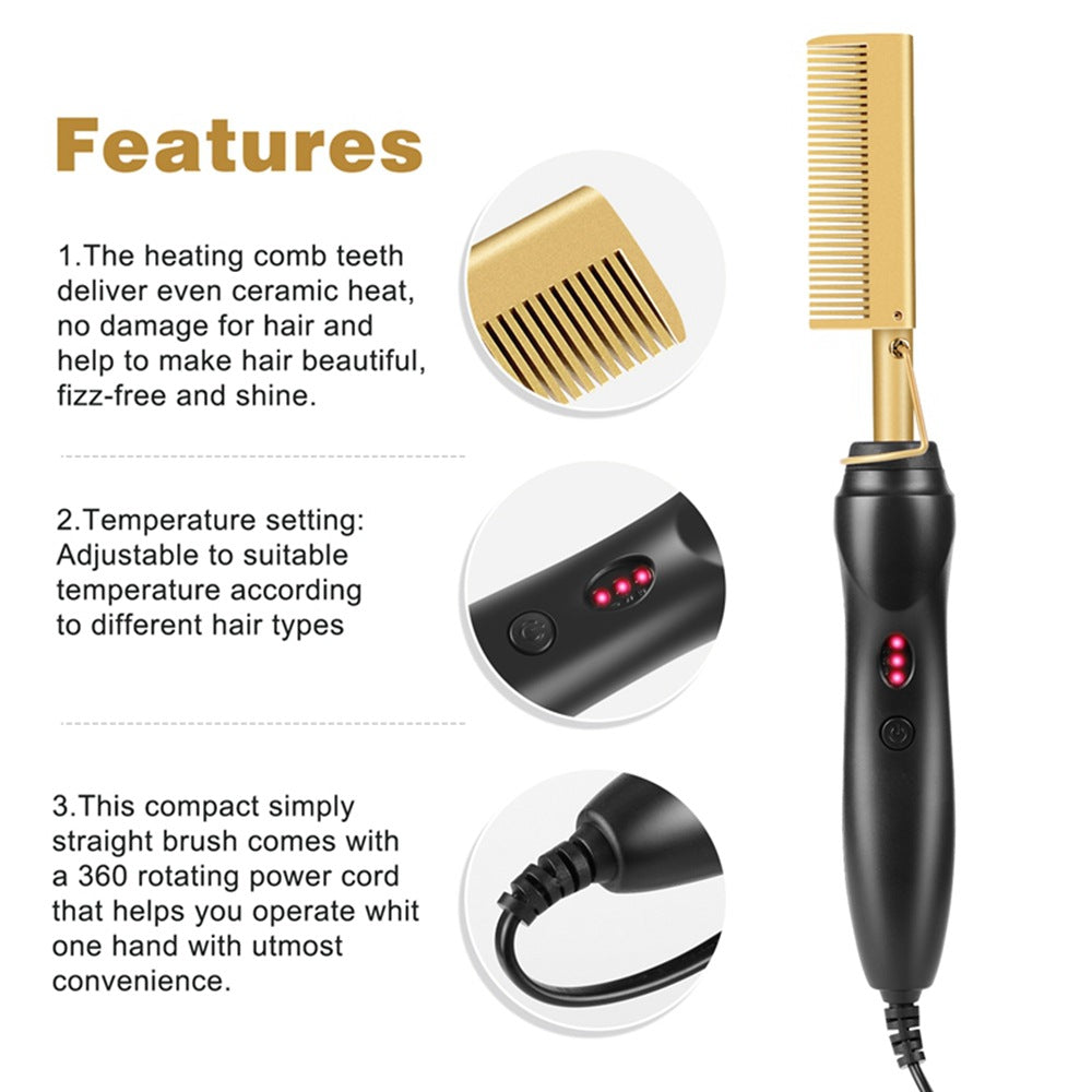 Electric Hair Curler and Straightener Comb for Home Use