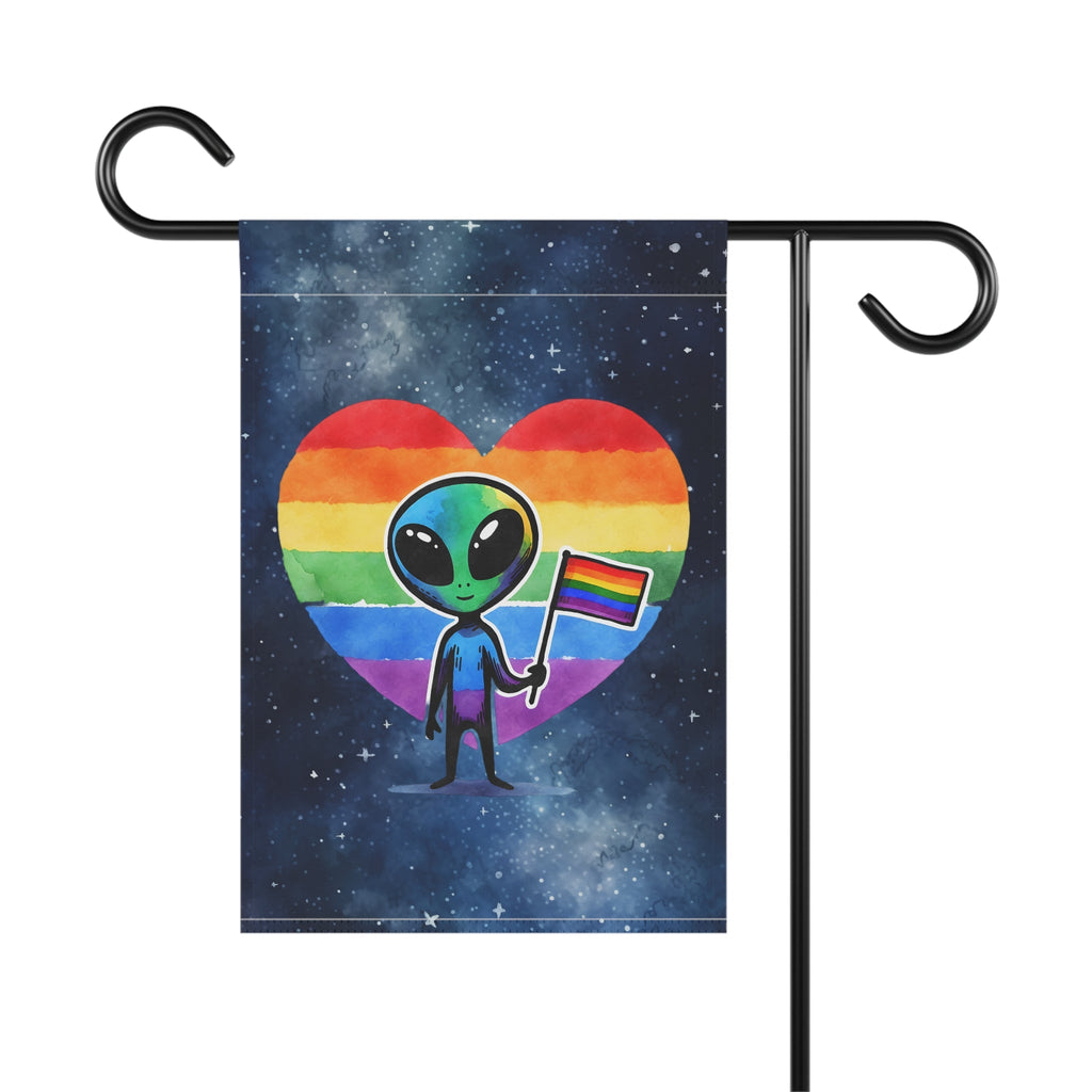 Bespattered Facade Rainbow Extraterrestrial Pride Garden Flag