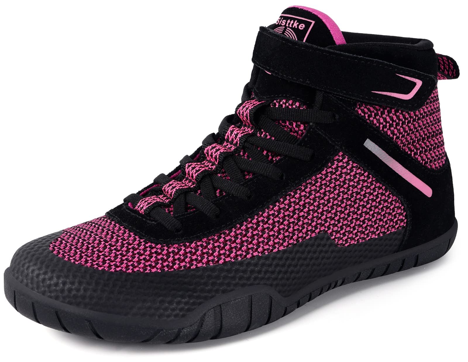 Women Wrestling Shoes Boxing Shoes Zero Drop Sole Black Rose
