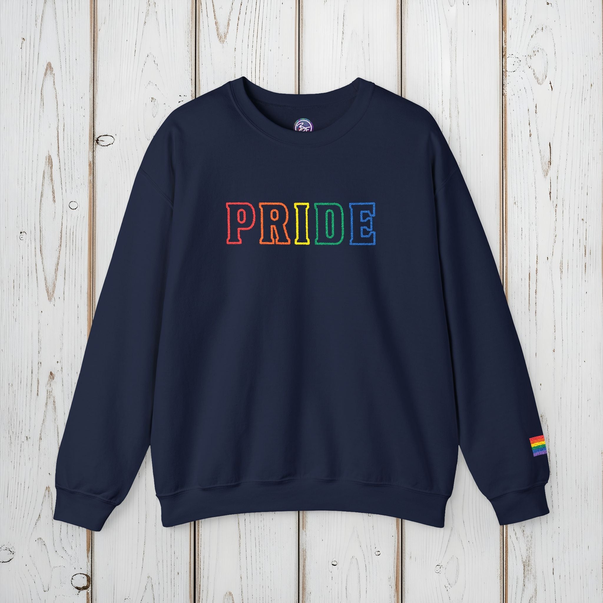 Bespattered Facade Rainbow LGBTQ+ Pride Embroidered Crewneck Sweatshirt