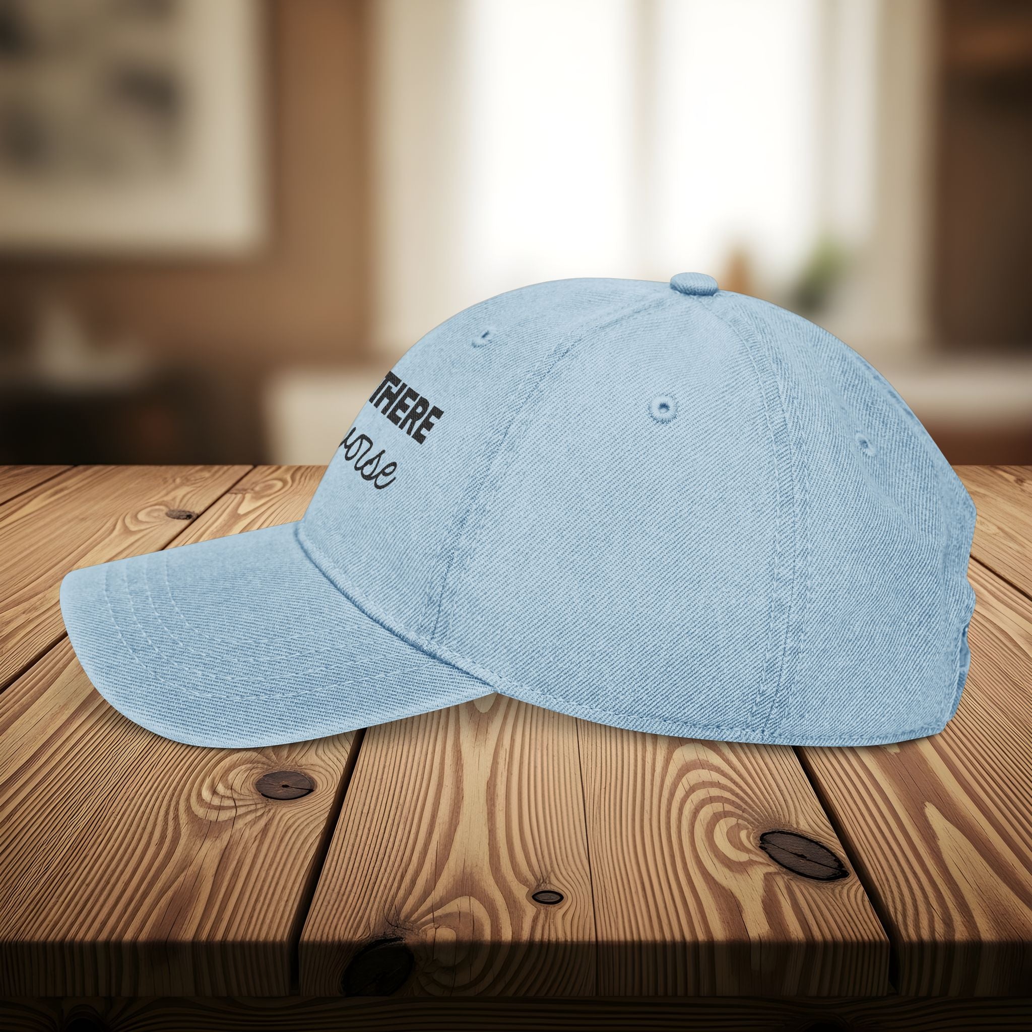 Bespattered Facade "Hang in There" Black Embroidered Denim Cap