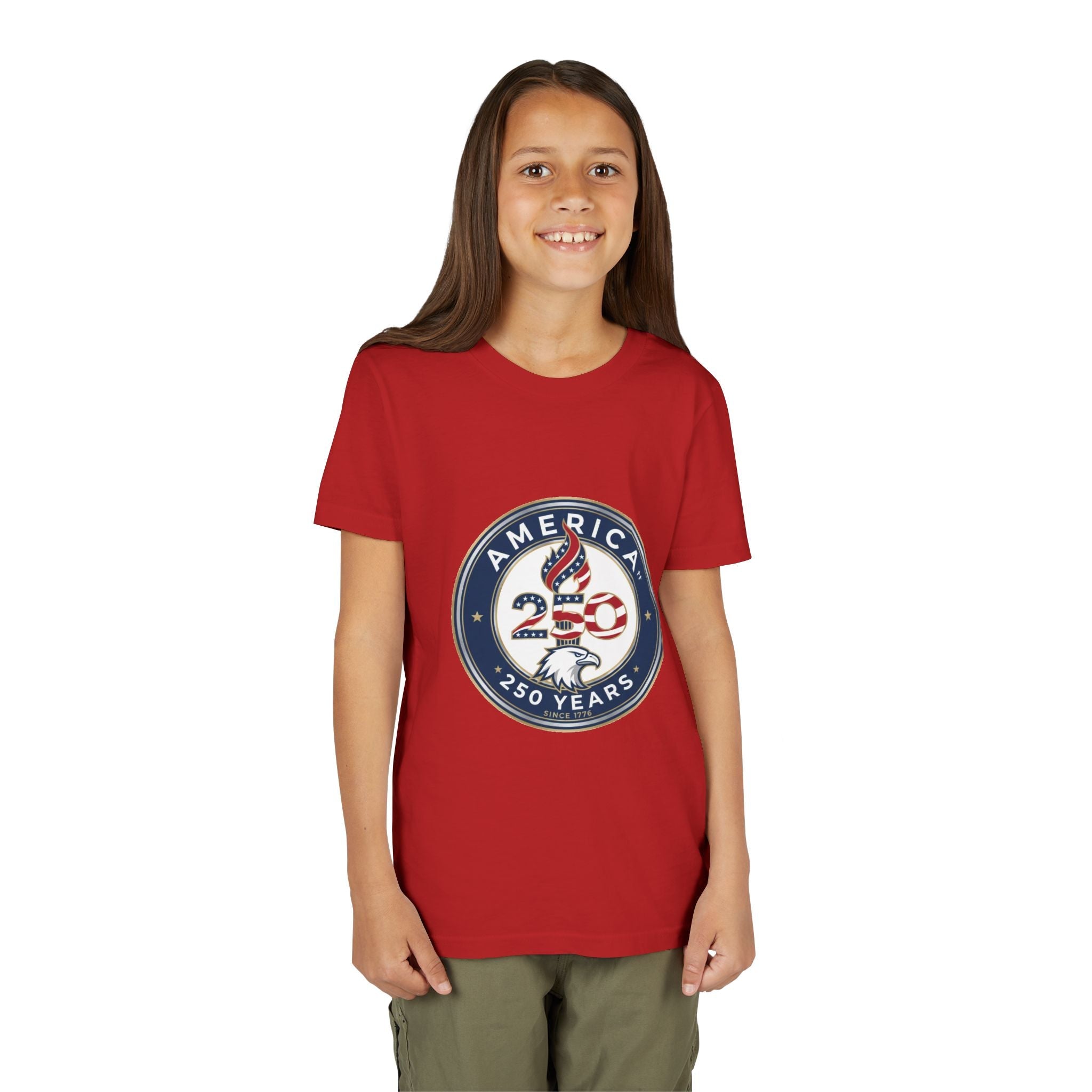 Youth Tee - America 250 Anniversary Patriotic Logo Kids T-Shirt (America 250 Years)