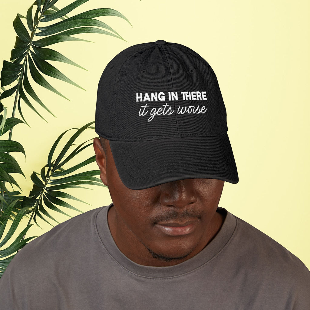 Bespattered Facade "Hang in There" White Embroidered Denim Cap