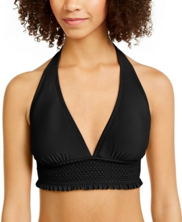 Tommy Hilfiger Deep V Neck UV Protection Halter Swimsuit Top, Size Medium