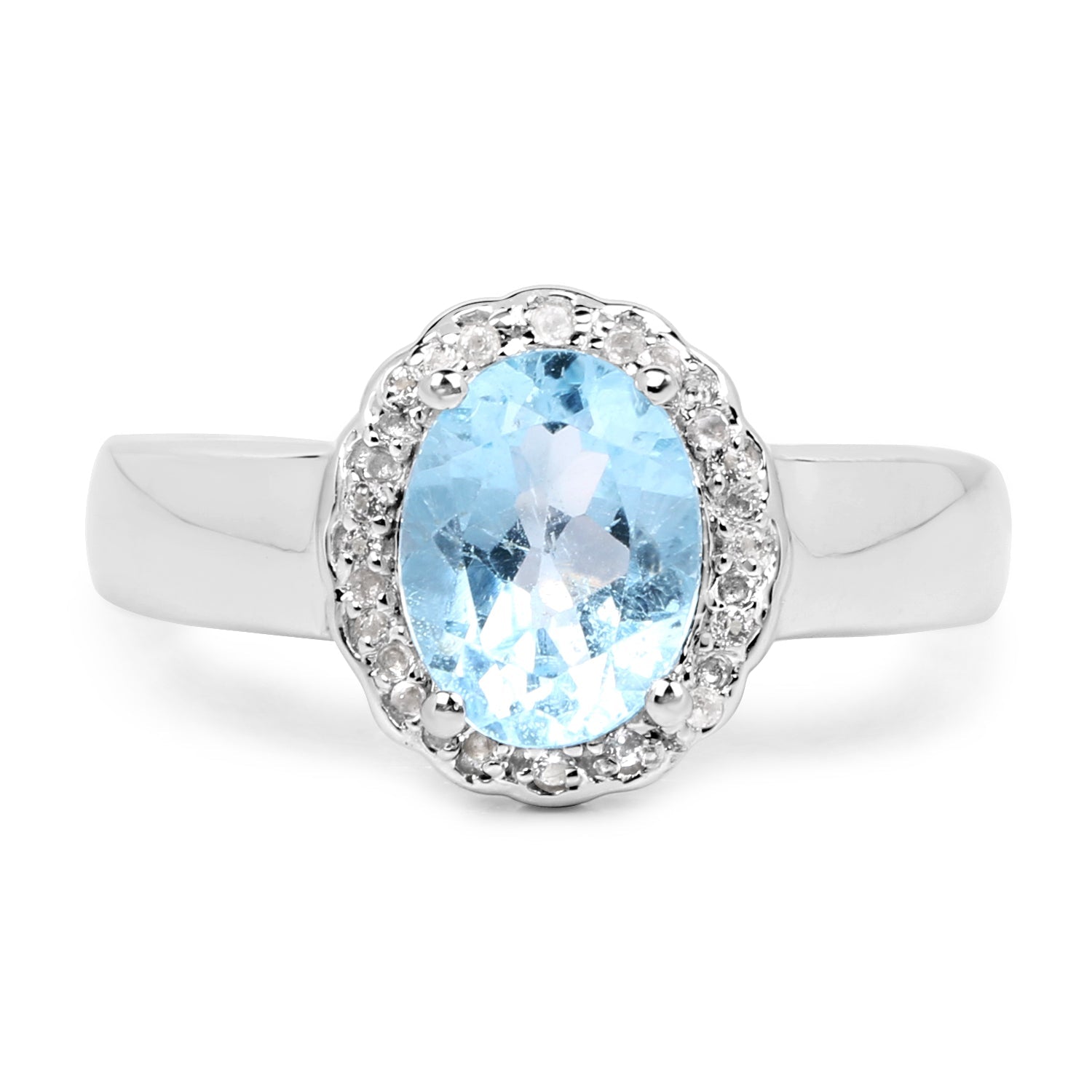 2.58 Carat Genuine  Blue Topaz and White Topaz .925 Sterling Silver Ring