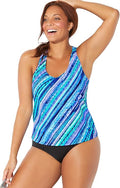 Swimsuits For All Plus Size Chlorine Resistant Racerback Tankini,18