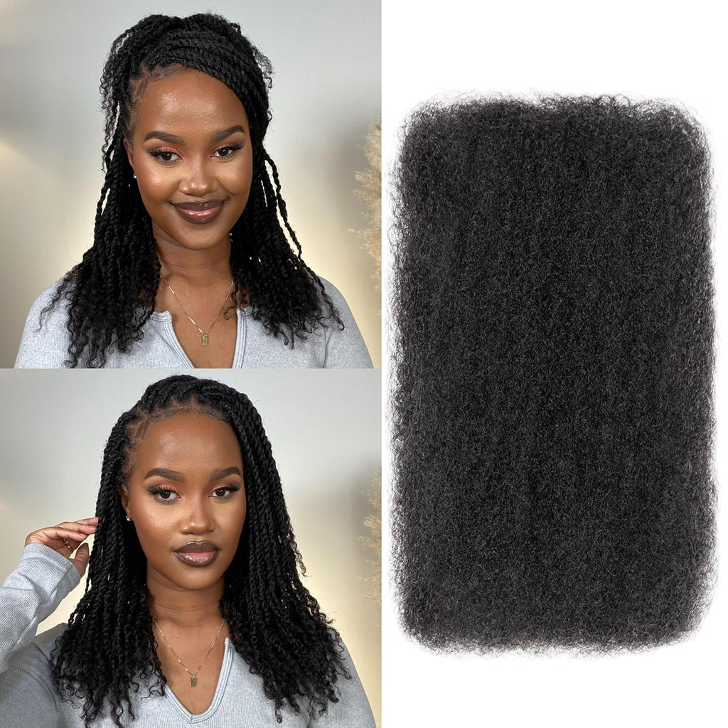Brazilian Remy Afro Kinky Curly Bulk Hair | 50g/Pack | Dreadlock & Braid Extensions | Natural Look