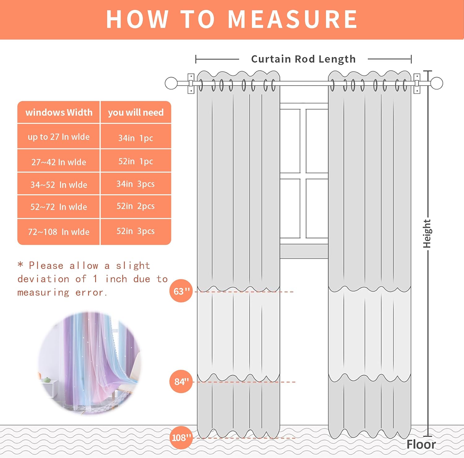 XiDi Dream Star Blackout Curtains W52x L72