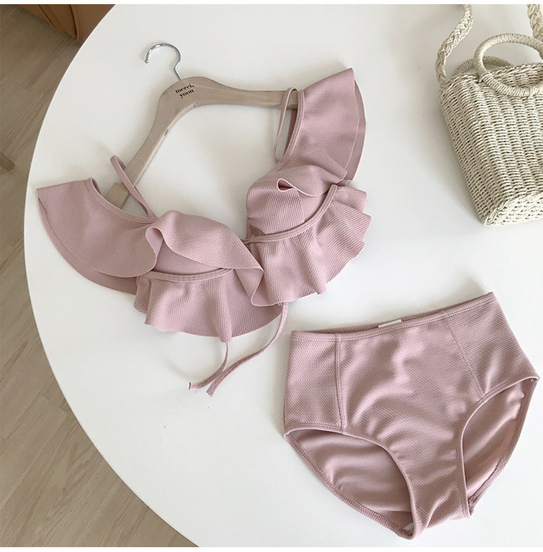 2020 New Korean Style High Waist One-Shoulder Bikini