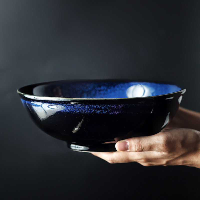 Japanese Glazed Ceramic Bowl Set for Noodles and Salad